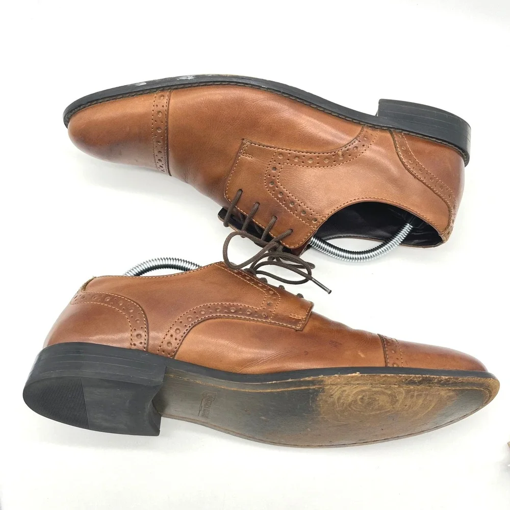 Stacy Adams Mens Brown Leather Cap Toe Oxford Dress Shoes Size 9.5 M 24858‎